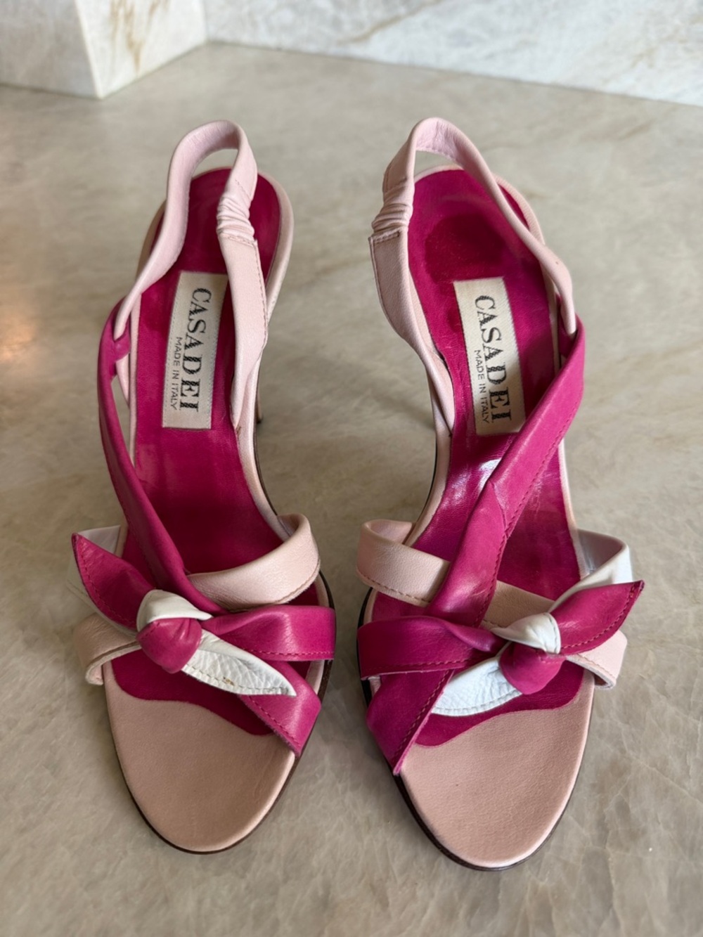 Vintage Casadei Pink Satin Bow Slingback
Heels - Made in Italy, Rare